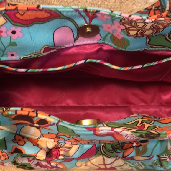 Vera Bradley Floral Shoulder Bag With Ruffle Multi Color 24x7.5x5”- 9”drop - Picture 11 of 11